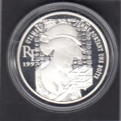 Beschrijving: 10 Francs (1,5 Euro) WOMAN WITH BOX